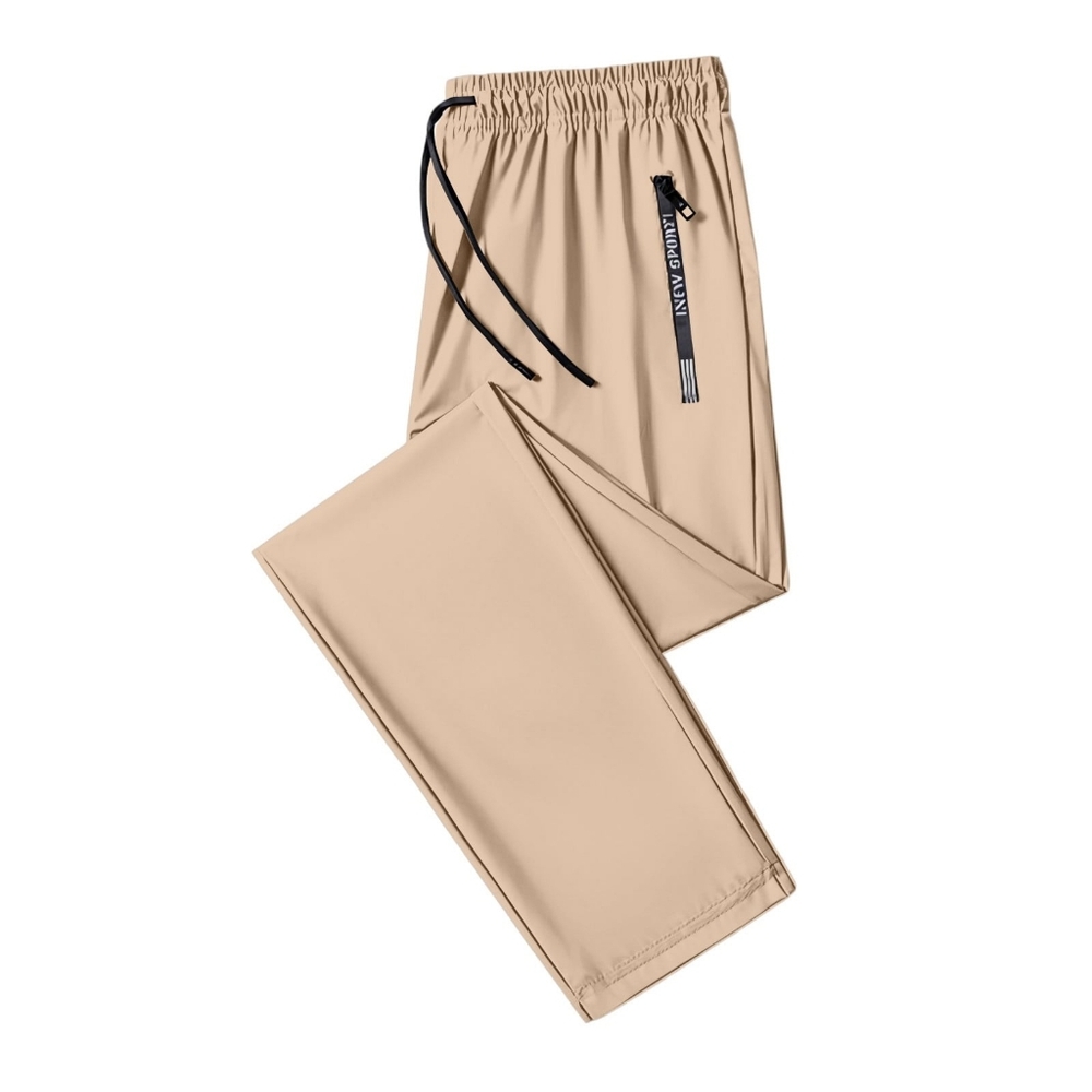 Beige Stretch Active Pants Women M Elastic Waist Drawstring Athleisure Jogger